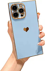 "Protect Your iPhone 14 Pro Max with Tzomsze Cute Light-Blue Square Case - Full Camera Protection, Shockproof Edge Bumper Cover, and Reinforced Corners!"