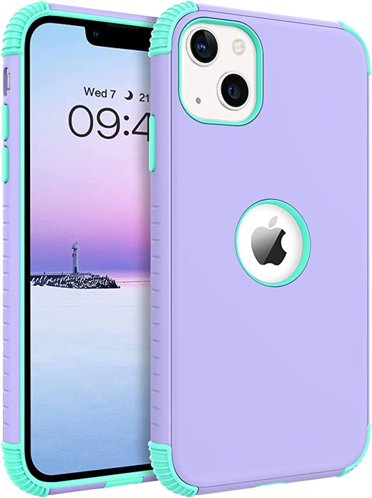 BENTOBEN iPhone 14 Case: Heavy Duty 2-in-1 Shockproof Protection, Purple/Mint