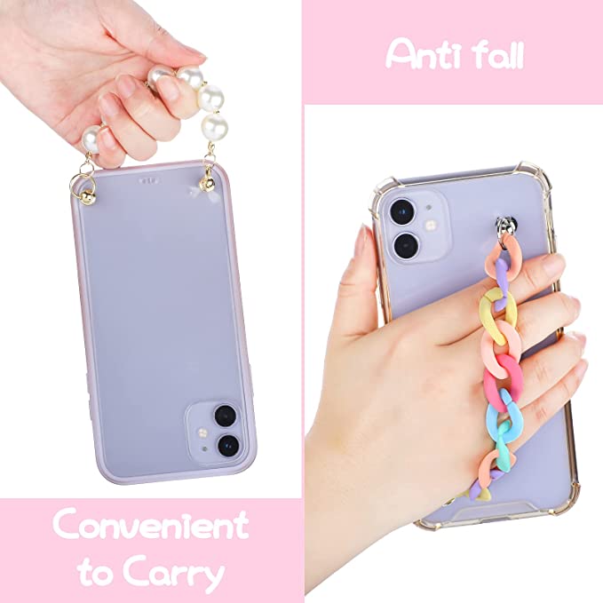 "Upgrade Your Phone Case with This Beaded Phone Chain (Each Sold Separately) - Keep Your Phone Secure and Add Some Style with a Drop-Resistant Finger Strap!"